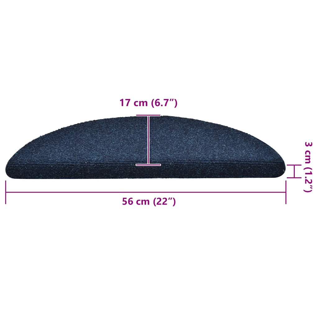 Stufenmatten Selbstklebend 30 Stk. 56x17x3 cm Marineblau Halbrund