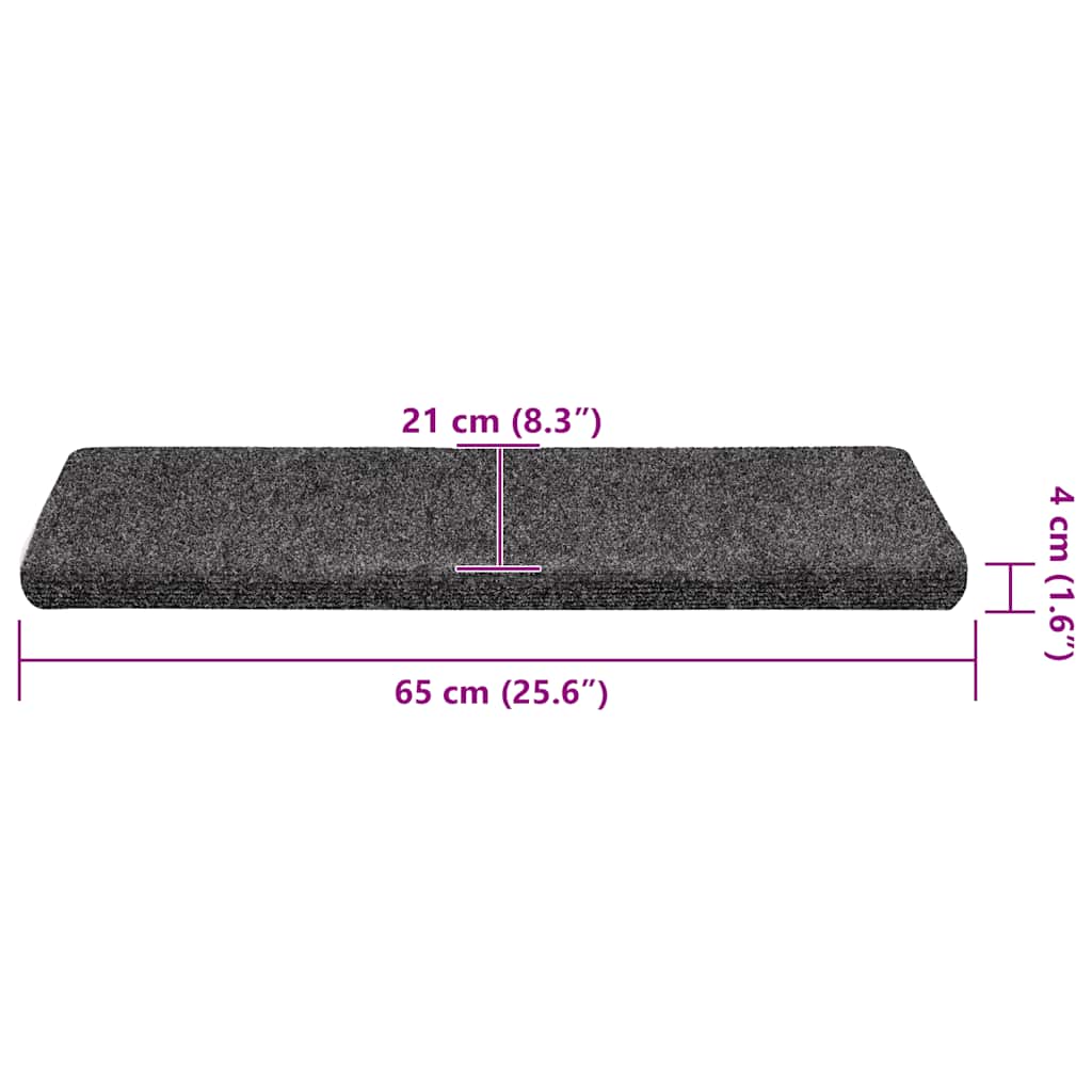 Stufenmatten Selbstklebend 30 Stk. 65x21x4 cm Grau Rechteckiger Rand