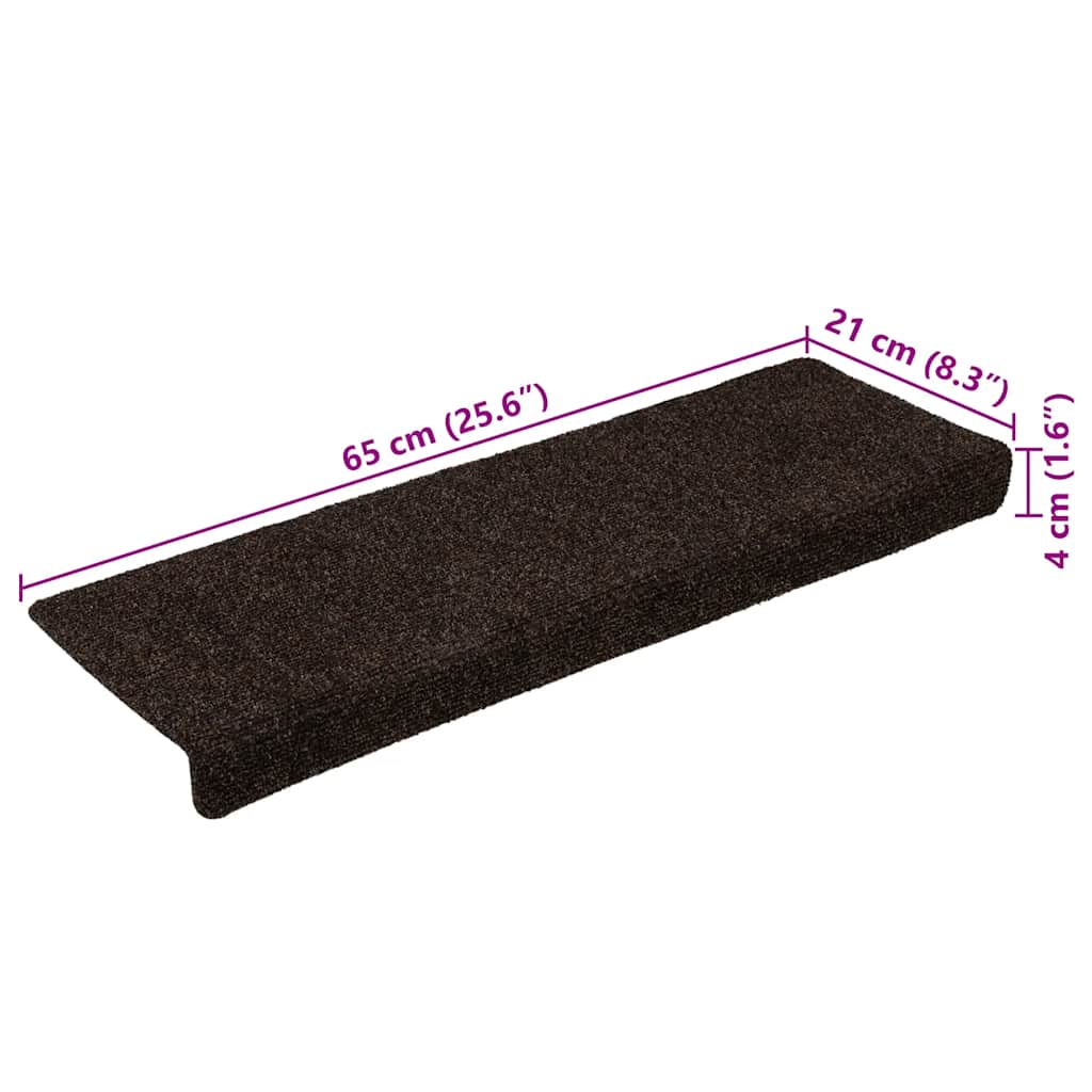 Stufenmatten Selbstklebend 30 Stk. 65x21x4 cm Braun Rechteckiger Rand