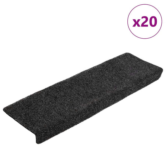 Stufenmatten Selbstklebend 20 Stk. 65x21x4 cm Schwarz Rechteckiger Rand