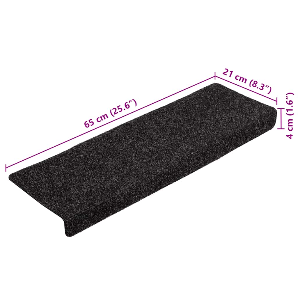 Stufenmatten Selbstklebend 20 Stk. 65x21x4 cm Schwarz Rechteckiger Rand