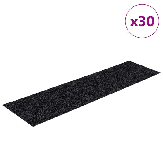 Stufenmatten Selbstklebend 30 Stk. 76x20 cm Schwarz Rechteckig