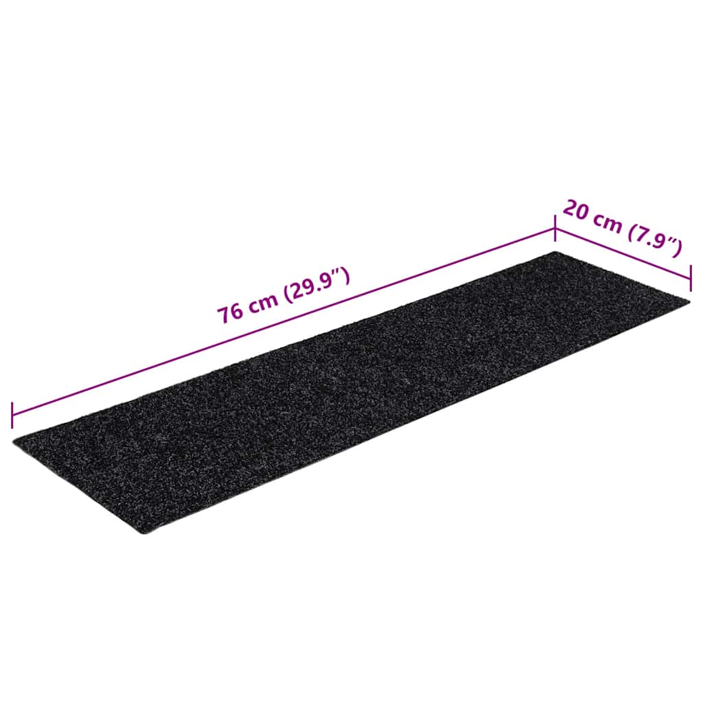 Stufenmatten Selbstklebend 30 Stk. 76x20 cm Schwarz Rechteckig