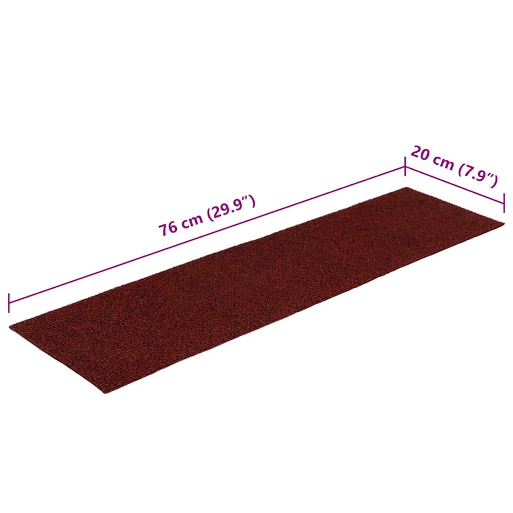 Stufenmatten Selbstklebend 30 Stk. 76x20 cm Bordeauxrot Rechteckig