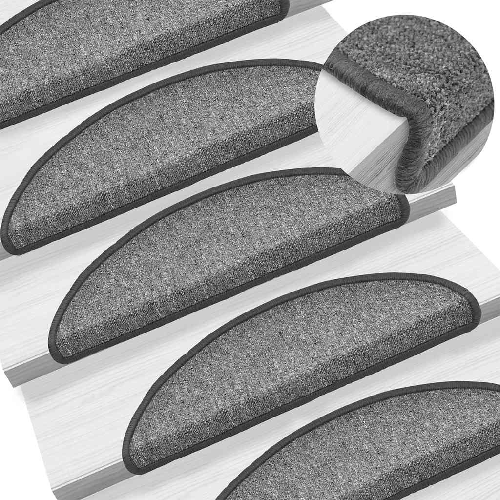 Stufenmatten 30 Stk. 56x17x3 cm Dunkelgrau Halbrund