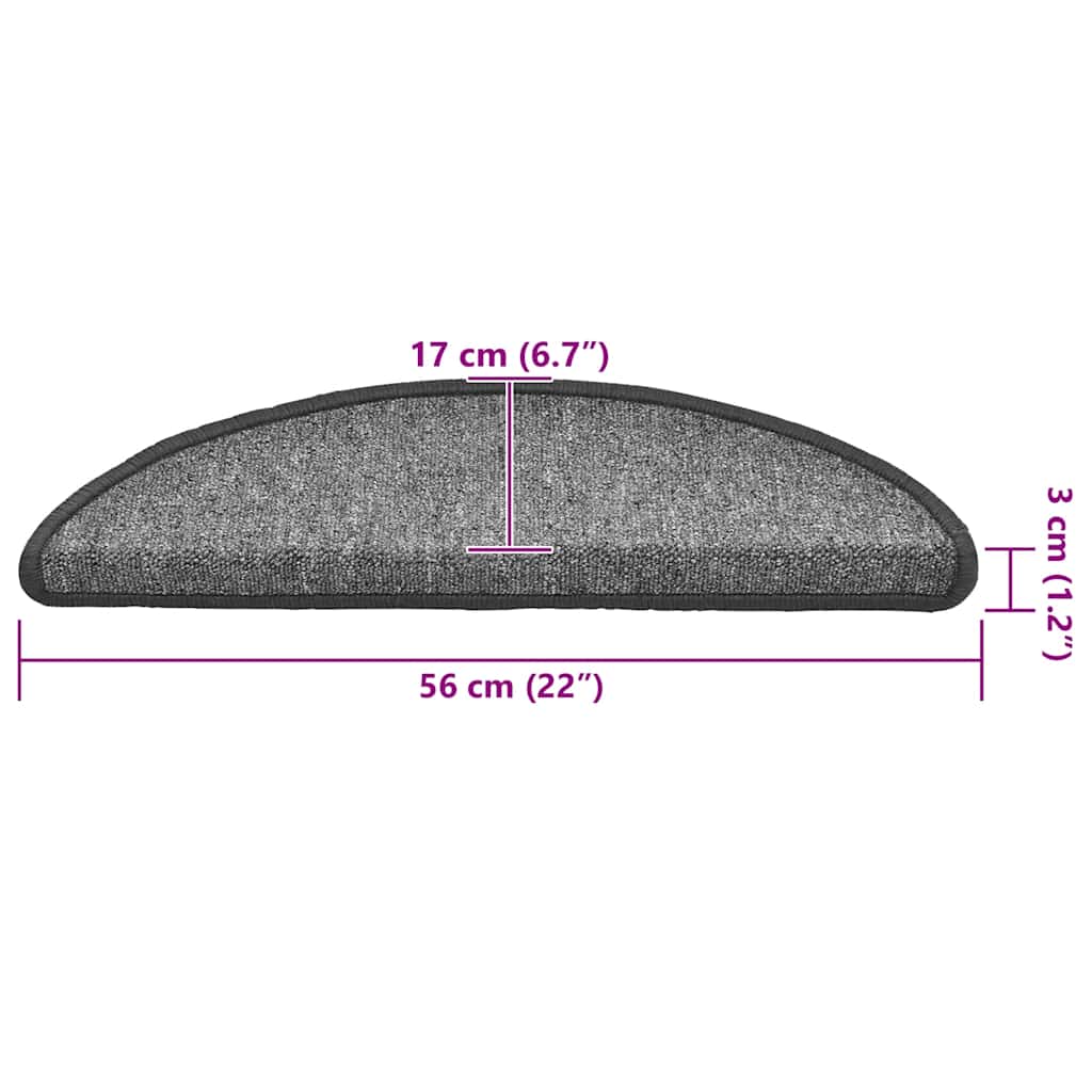 Stufenmatten 30 Stk. 56x17x3 cm Dunkelgrau Halbrund
