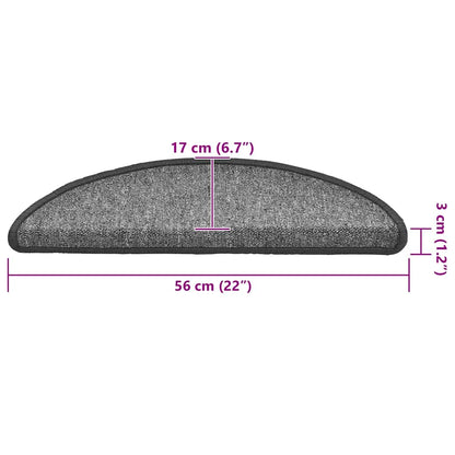 Stufenmatten 30 Stk. 56x17x3 cm Dunkelgrau Halbrund