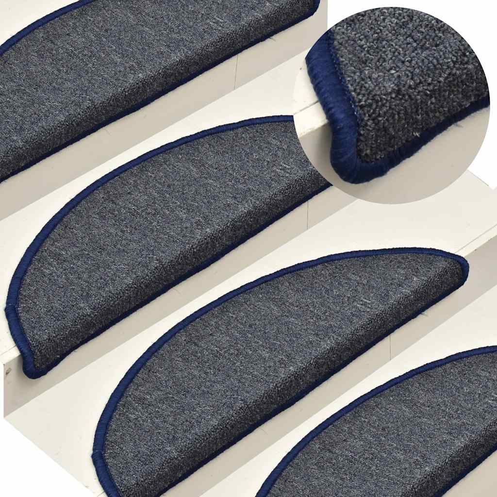 Stufenmatten 30 Stk. 56x17x3 cm Dunkelgrau und Blau Halbrund