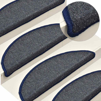 Stufenmatten 30 Stk. 56x17x3 cm Dunkelgrau und Blau Halbrund