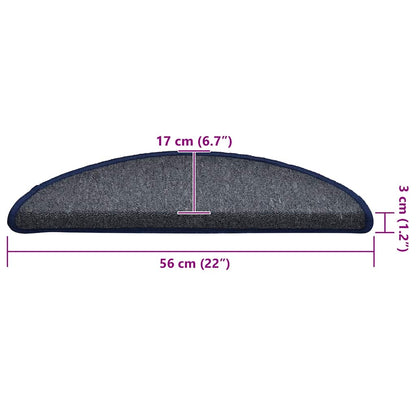 Stufenmatten 30 Stk. 56x17x3 cm Dunkelgrau und Blau Halbrund