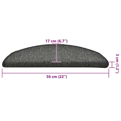 Stufenmatten 30 Stk. 56x17x3 cm Dunkelgrau Halbrund
