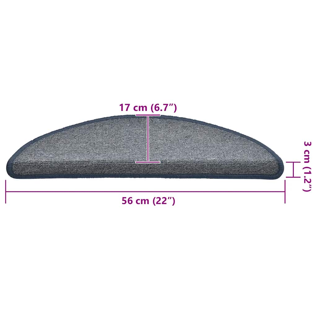 Stufenmatten 30 Stk. 56x17x3 cm Hellgrau und Blau Halbrund