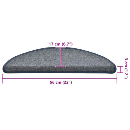 Stufenmatten 30 Stk. 56x17x3 cm Hellgrau und Blau Halbrund