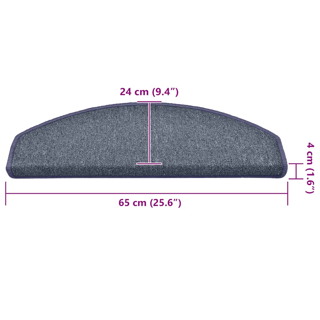 Stufenmatten 30 Stk. 65 x 24 x 4 cm Dunkelgrau und Blau Halbrund Groß