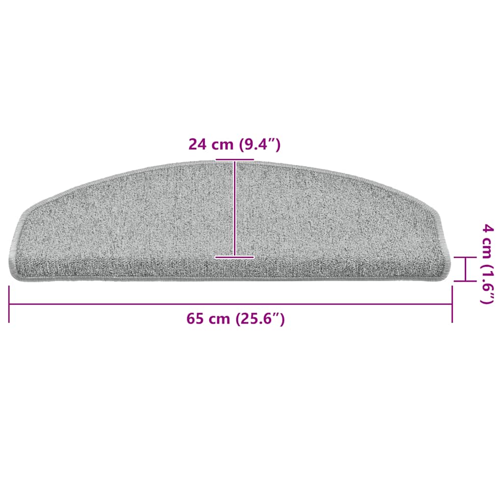 Stufenmatten 30 Stk. 65x24x4 cm Hellgrau Halbrund Groß