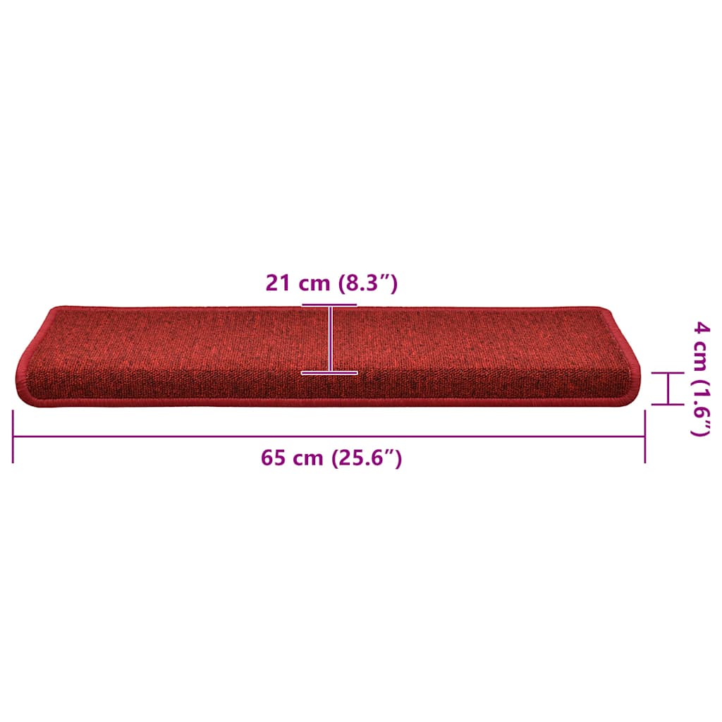 Stufenmatten 30 Stk. 65x21x4 cm Bordeaux Rechteckiger Rand