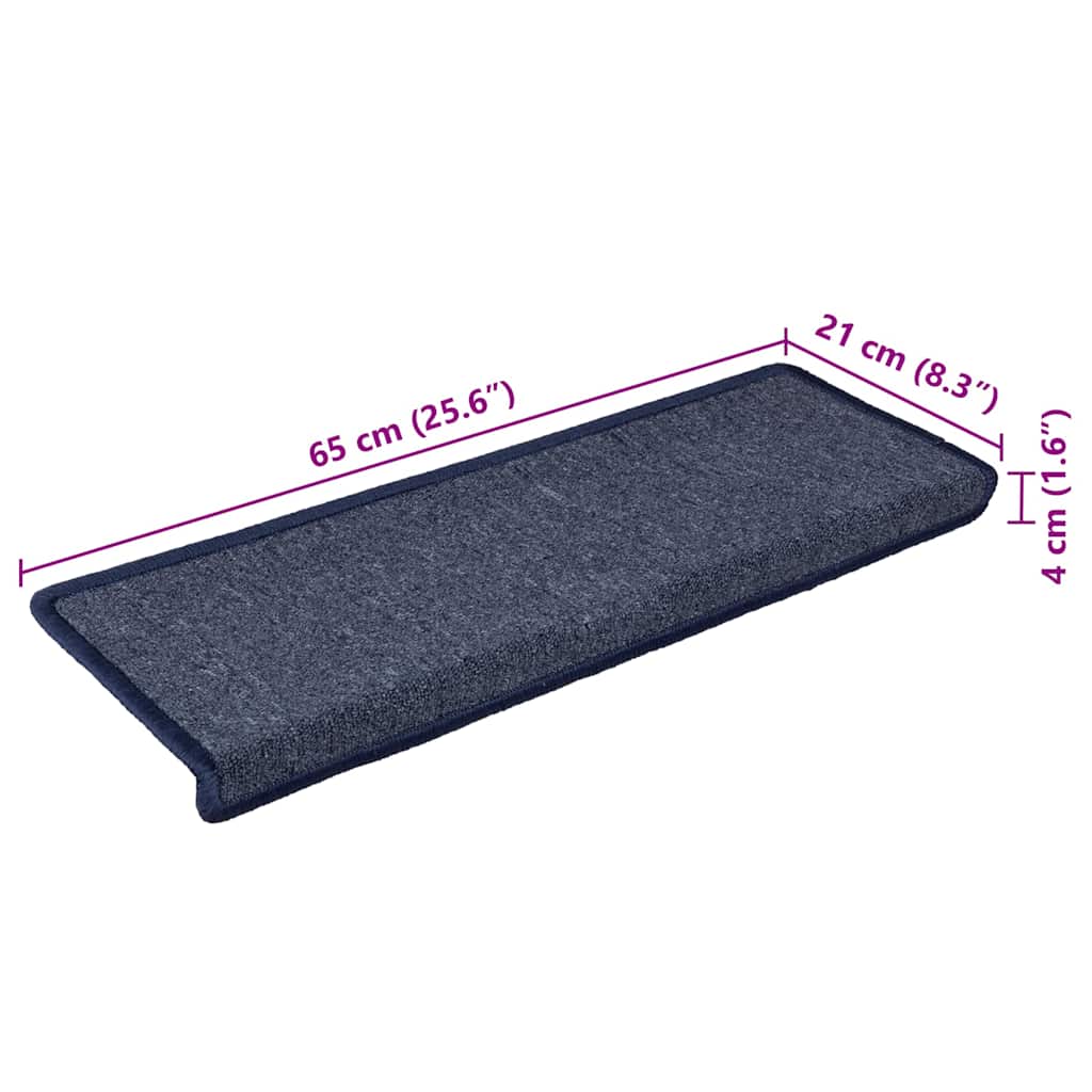 Stufenmatten 30 Stk. 65 x 21 x 4 cm Dunkelgrau und Blau Rechteckiger Rand