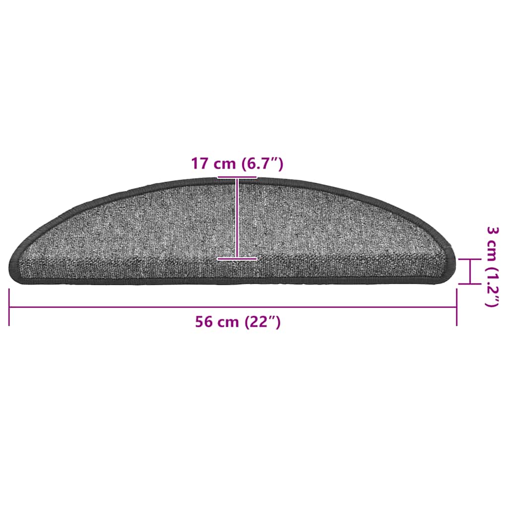 Stufenmatten 20 Stk. 56x17x3 cm Dunkelgrau Halbrund