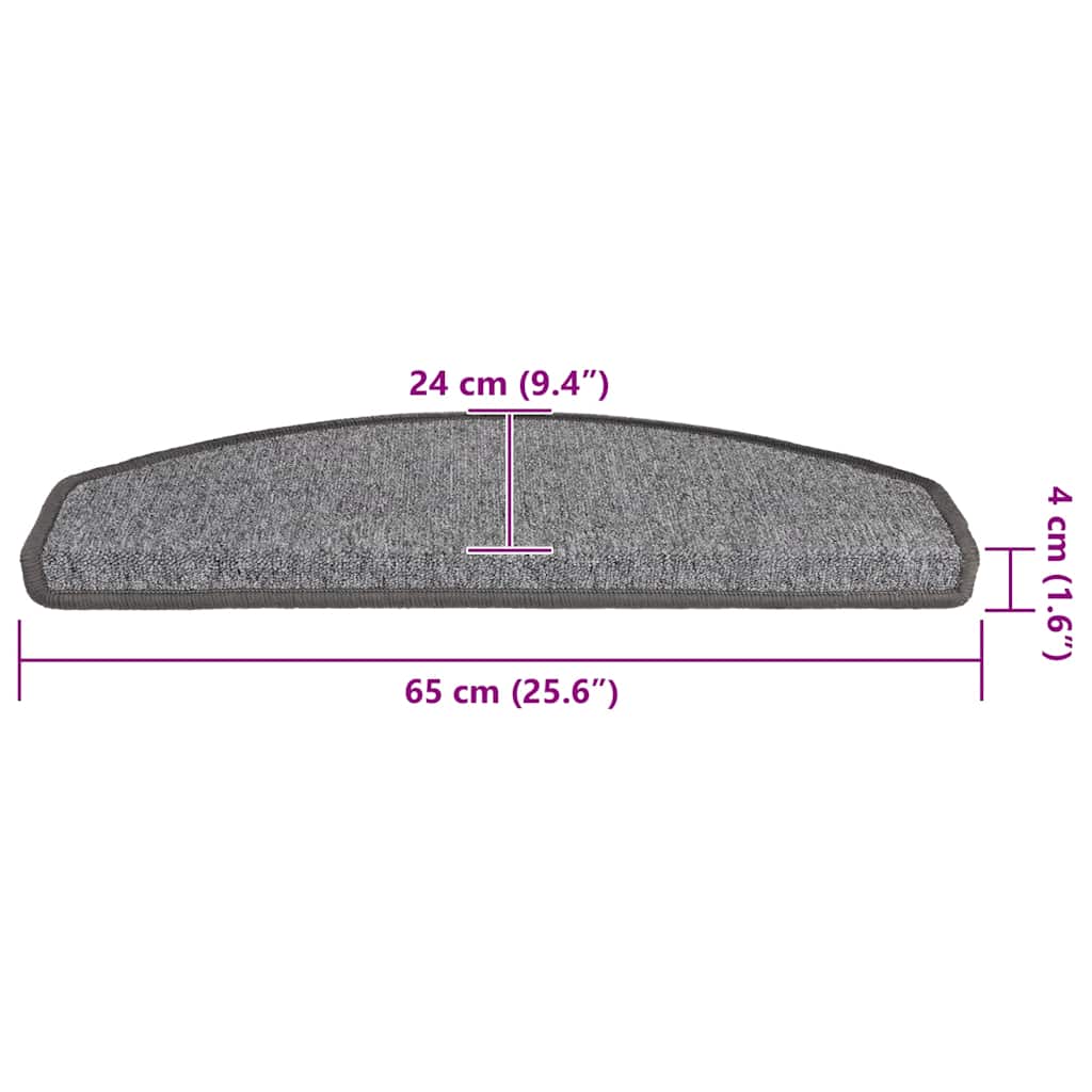 Stufenmatten 20 Stk. 65x24x4 cm Dunkelgrau Halbrund Groß