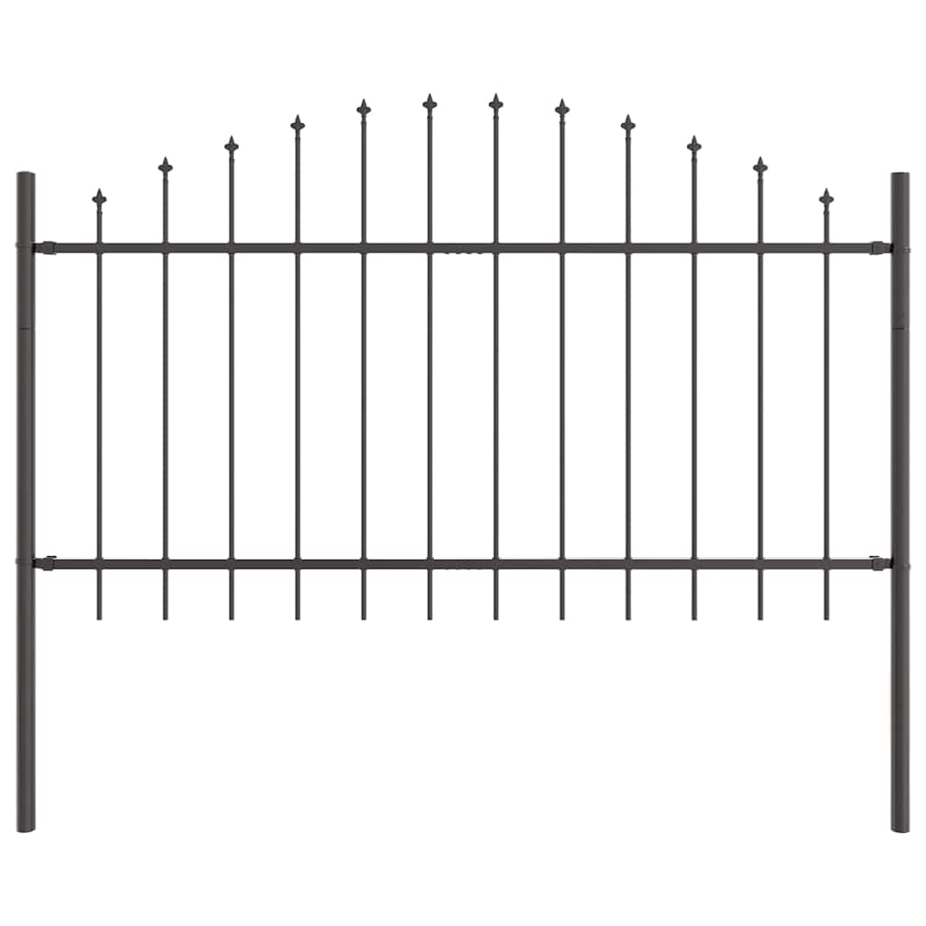 Gartenzaun Grau 680 x 100 cm Pulverbeschichteter Stahl