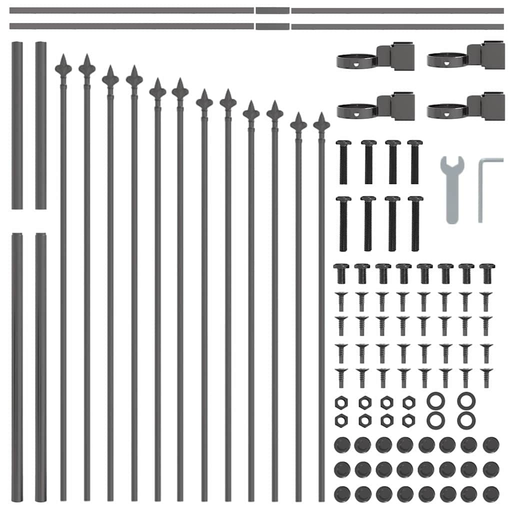 Gartenzaun Grau 680 x 100 cm Pulverbeschichteter Stahl