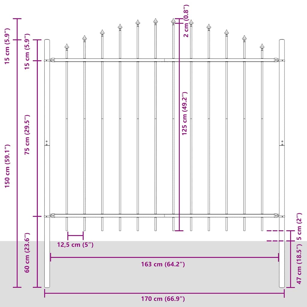 Gartenzaun Weiß 340 x 125 cm