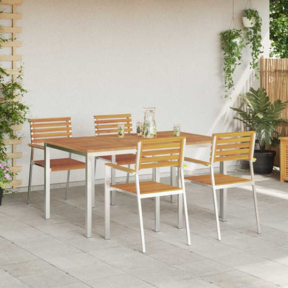 Garten Essgruppe 5 pcs Braun Massives Akazienholz & Edelstahl