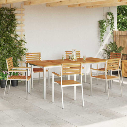Garten Essgruppe 7 pcs Braun Massives Akazienholz & Edelstahl