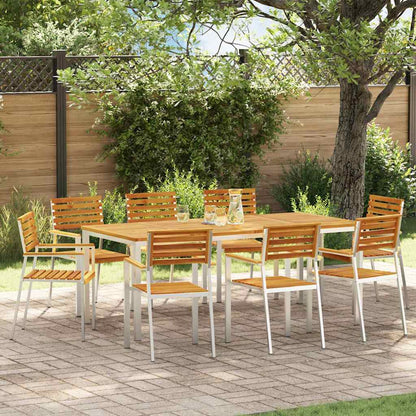 Garten Essgruppe 9 pcs Braun Massives Akazienholz & Edelstahl