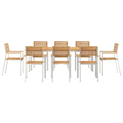 Garten Essgruppe 9 pcs Braun Massives Akazienholz & Edelstahl