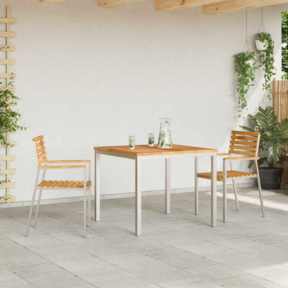 Garten Essgruppe 3 pcs Braun Massives Teakholz & Edelstahl