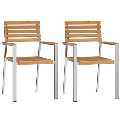 Garten Essgruppe 3 pcs Braun Massives Teakholz & Edelstahl