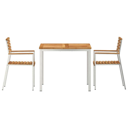 Garten Essgruppe 3 pcs Braun Massives Teakholz & Edelstahl