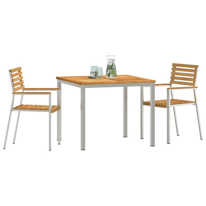 Garten Essgruppe 3 pcs Braun Massives Teakholz & Edelstahl