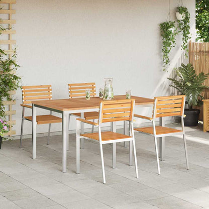 Garten Essgruppe 5 pcs Braun Massives Teakholz & Edelstahl