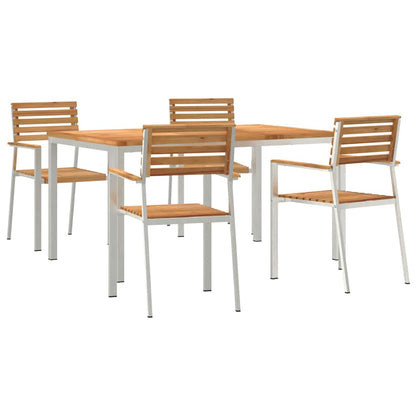 Garten Essgruppe 5 pcs Braun Massives Teakholz & Edelstahl