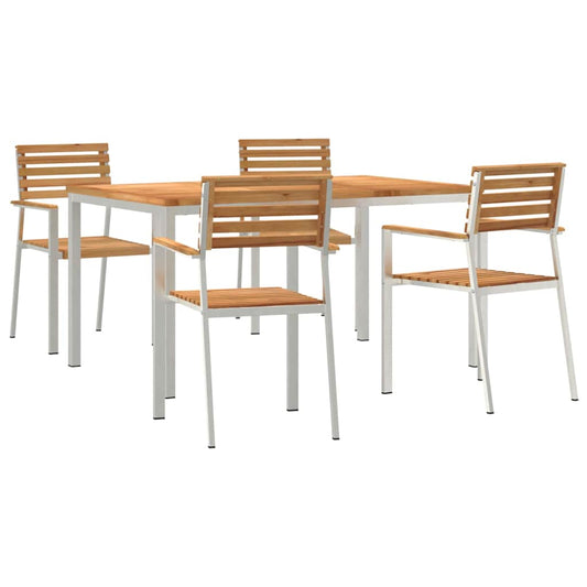 Garten Essgruppe 5 pcs Braun Massives Teakholz & Edelstahl