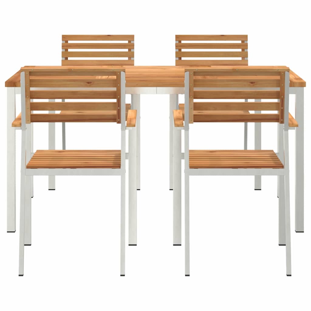 Garten Essgruppe 5 pcs Braun Massives Teakholz & Edelstahl