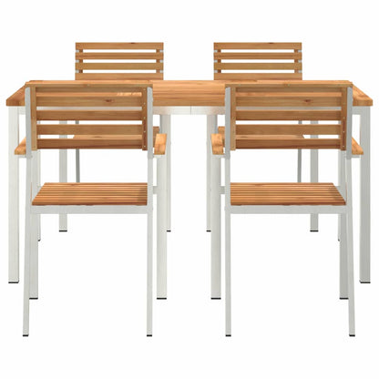 Garten Essgruppe 5 pcs Braun Massives Teakholz & Edelstahl