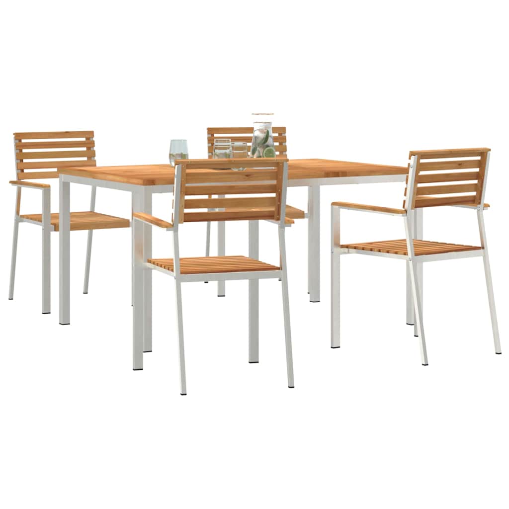 Garten Essgruppe 5 pcs Braun Massives Teakholz & Edelstahl