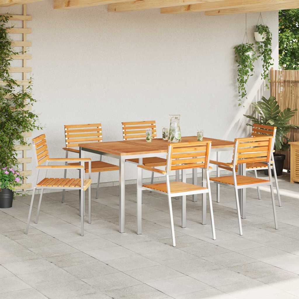 Garten-Ess-Set 7 pcs Braun Massives Teakholz