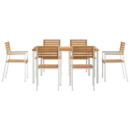 Garten-Ess-Set 7 pcs Braun Massives Teakholz