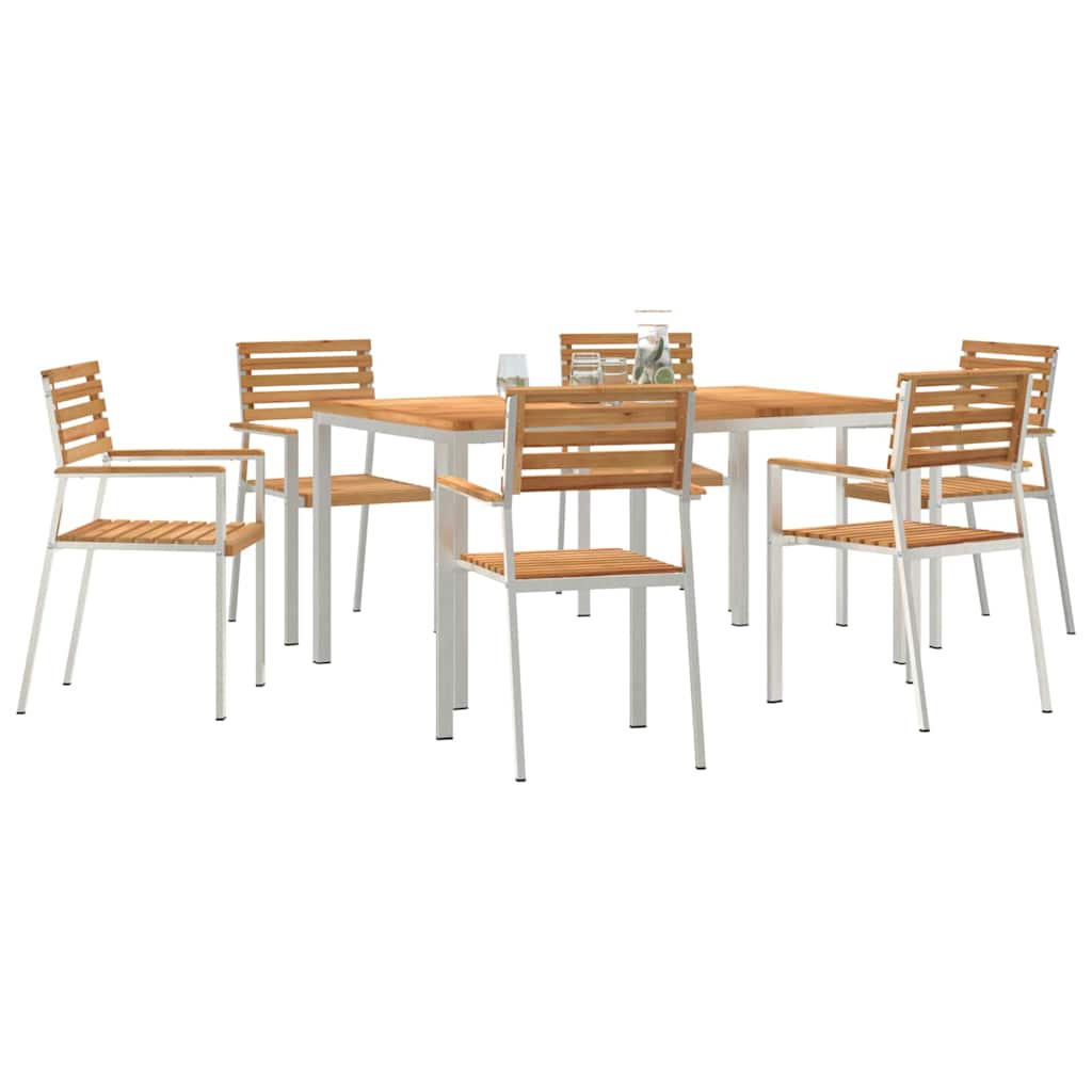 Garten-Ess-Set 7 pcs Braun Massives Teakholz
