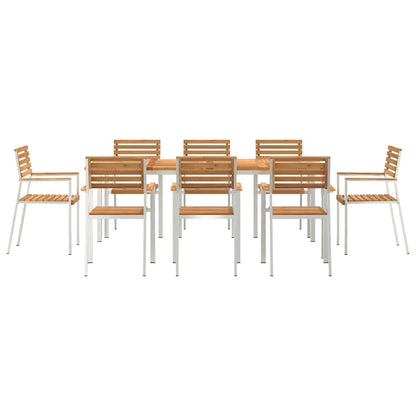 Garten Essgruppe 9 pcs Braun Massives Teakholz & Edelstahl