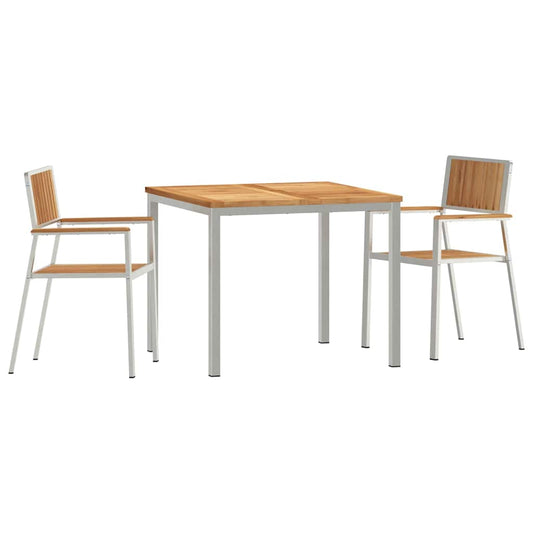 Garten Essgruppe 3 pcs Braun Teak-Massivholz