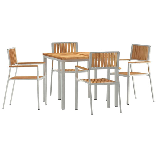 Garten Essgruppe 5 pcs Braun Teak-Massivholz