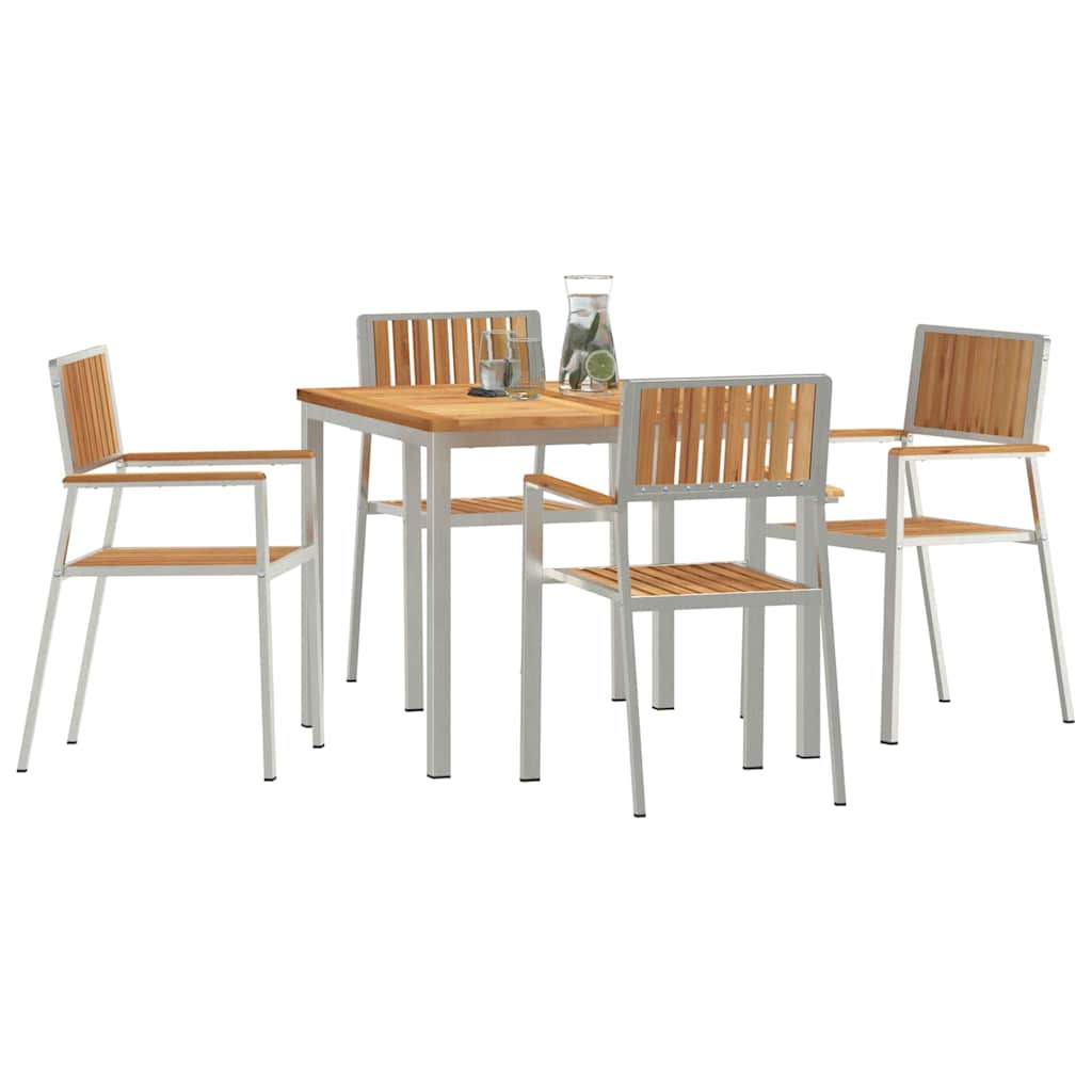 Garten Essgruppe 5 pcs Braun Teak-Massivholz