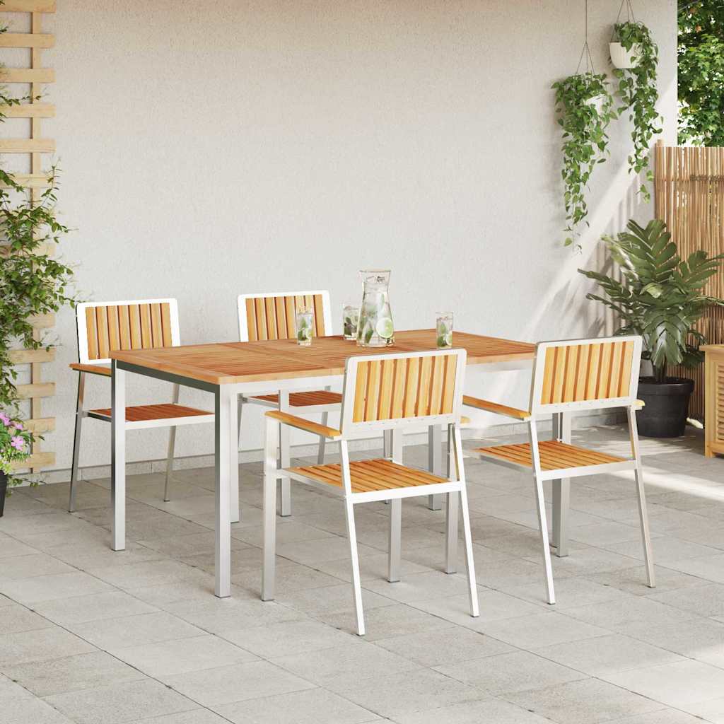 Garten Essgruppe 5 pcs Braun Teak-Massivholz