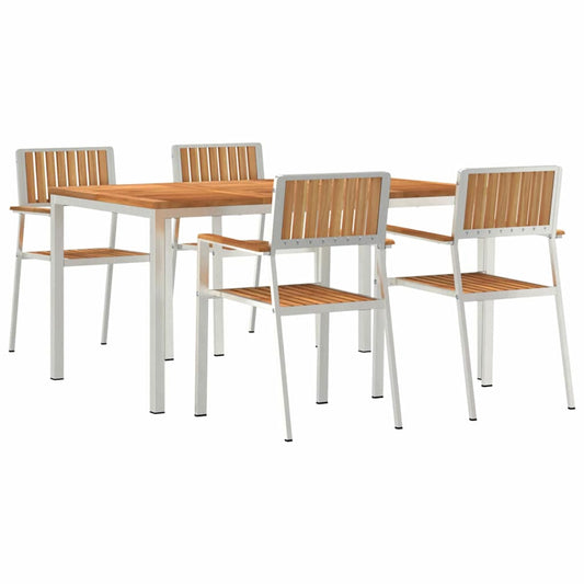 Garten Essgruppe 5 pcs Braun Teak-Massivholz