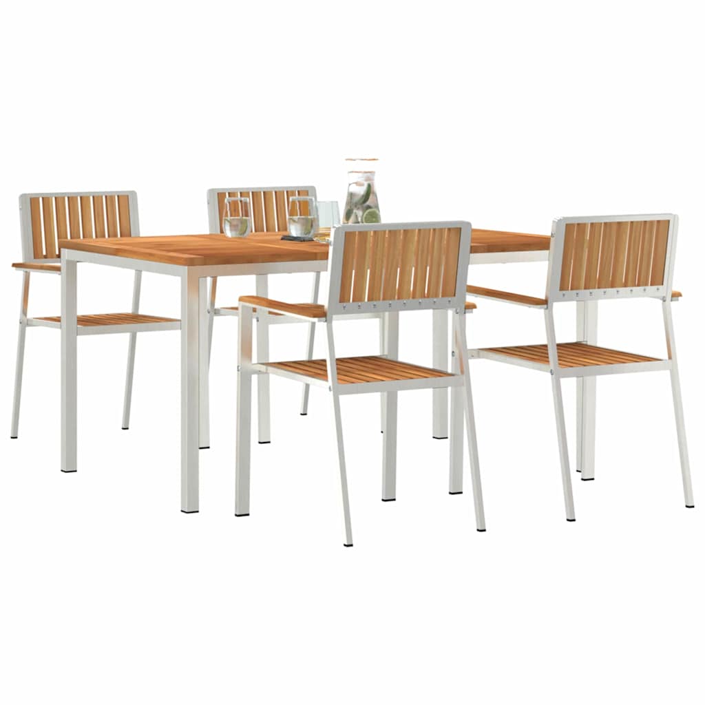 Garten Essgruppe 5 pcs Braun Teak-Massivholz